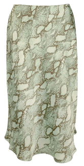 Ralph Lauren Women's Satin Snakeskin Print A-line Skirt 14 Turquoise Multi